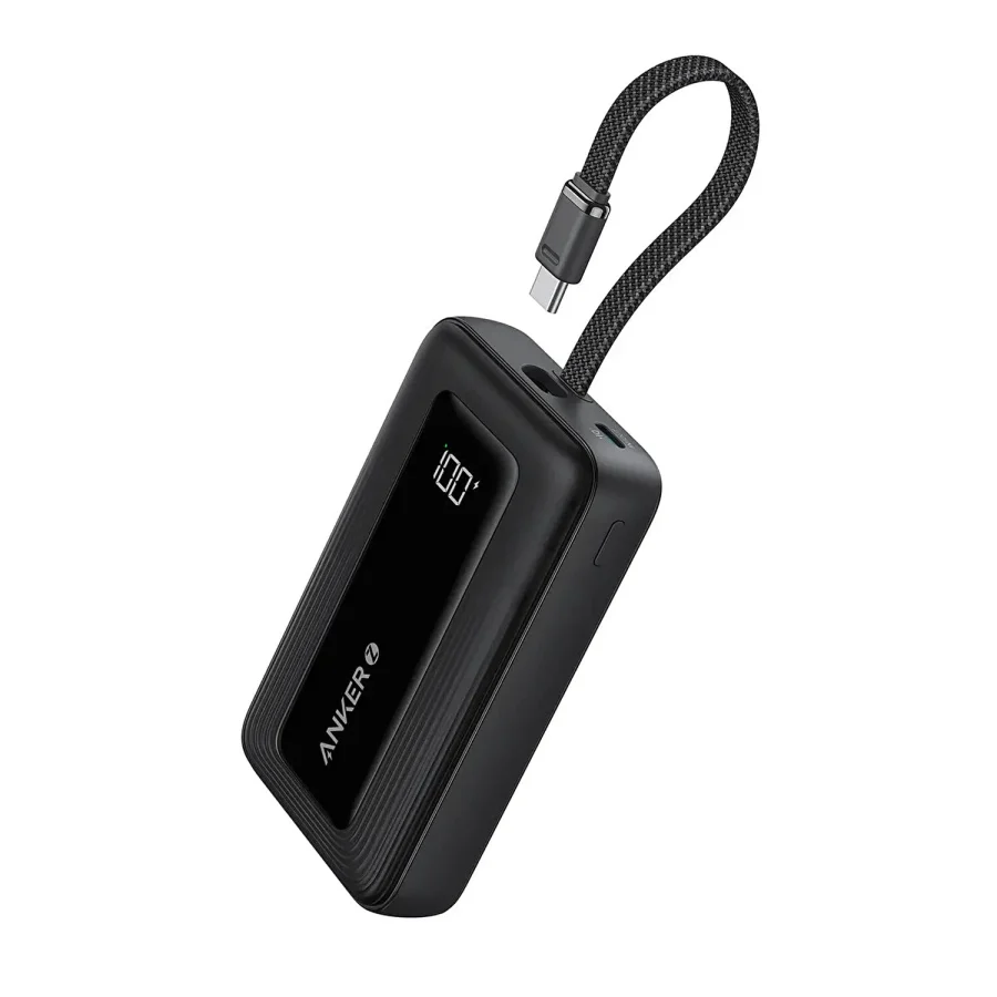 Anker Zolo Powerbank (10K, 30W, Dahili USB-C Kablo) - Siyah - A1688