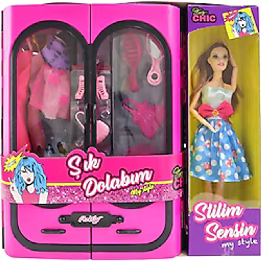 Anlily Elbise Dolabı Bebekli Koyu Pembe