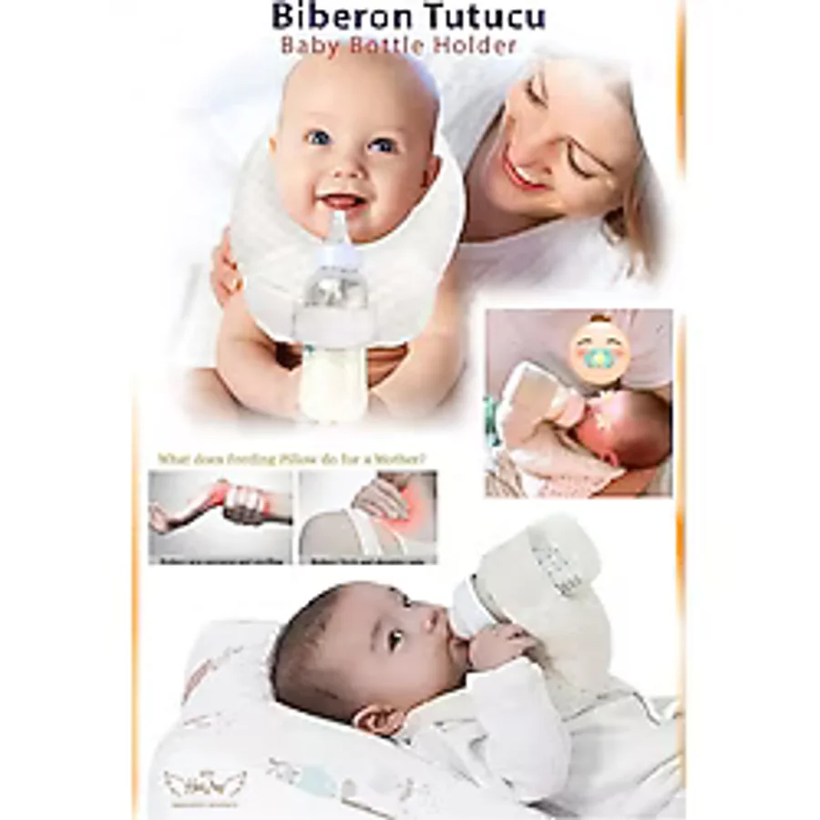 Anne Dostu Biberon Tutucu, Emzirme Kolaylaştırıcı, Emzirme Yastığı, Pratik Bebek Beslenme - Beyaz