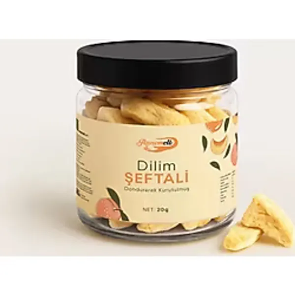 Annemeli Şeftali Kuru Meyve Cipsi - Dondurarak Kurutulmuş Freeze Dry 20 Gr Cam Kavanoz
