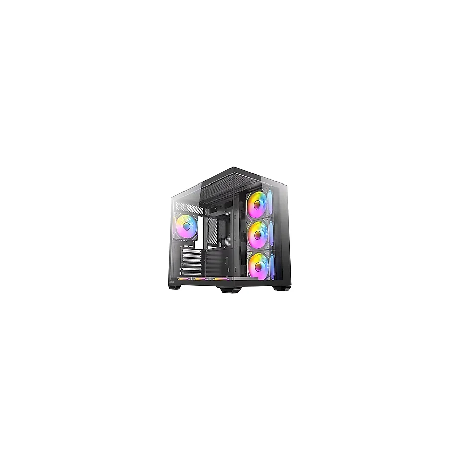Antec CX Mirror Mini Kule Bilgisayar Kasası, Siyah, 270° Panoramik Temperli Cam, Çift Kamera Tasarımı, 7x120mm ARGB Fan Dahil, 360mm Radyatör Desteği, Type-C 3.2 Gen 1, LED Kontrol Düğmesi