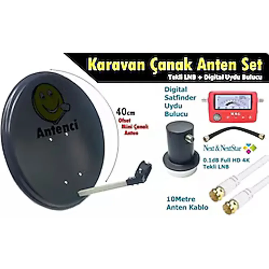 Antenci 40cm Karavan Çanak Anten Seti + MAG 6303 Dijital Uydu Bulucu