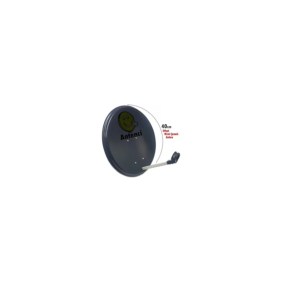 Antenci 40cm Mini Karavan Çanak Anteni - Antrasit