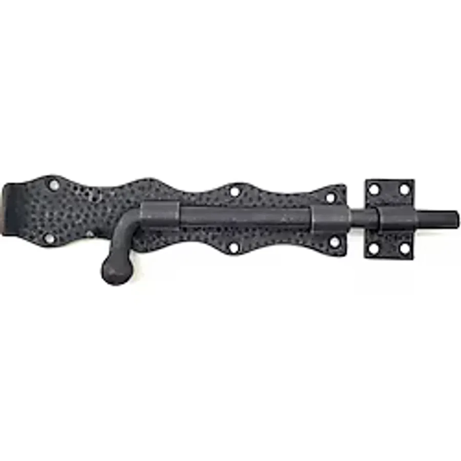 Antika Tarz Dekoratif Pirinç Dövme Kapı Sürgüsü - 20cm, Oksit