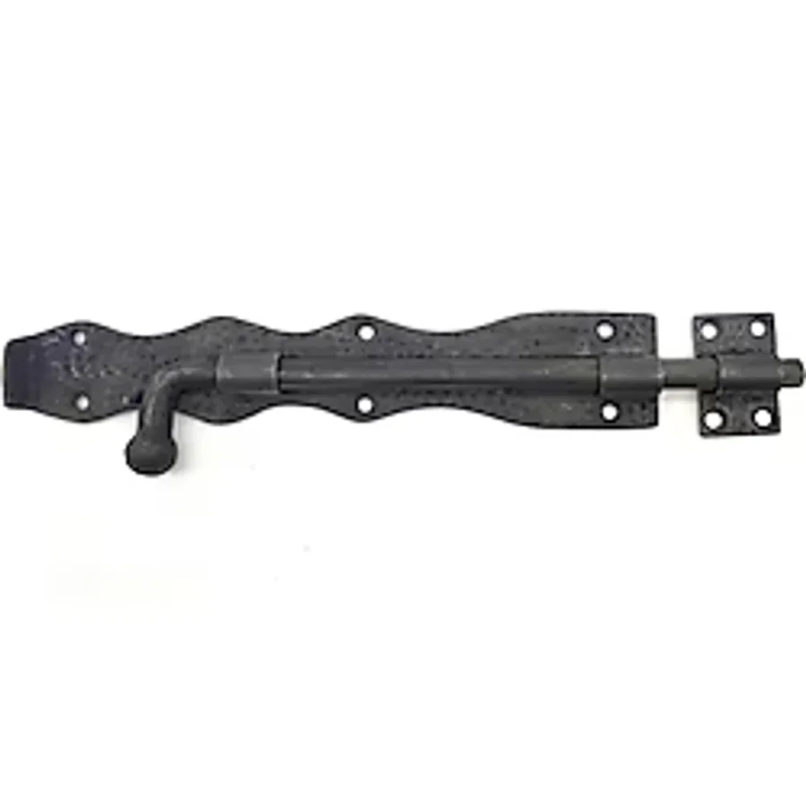 Antika Tarz Dekoratif Pirinç Dövme Kapı Sürgüsü - 25cm, Oksit