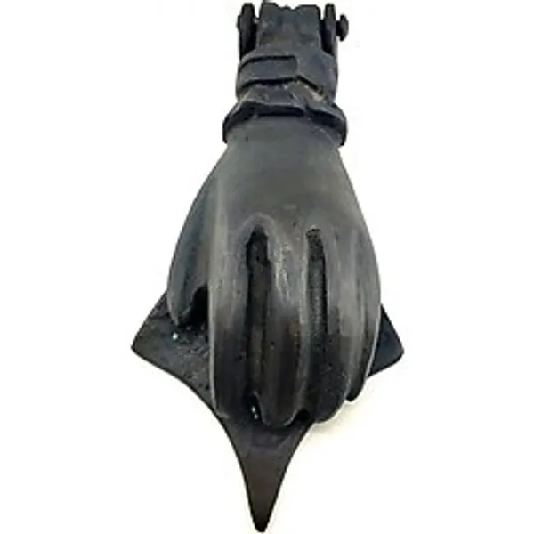 Antika Tarz Dekoratif Pirinç El Kapı Tokmağı, Taktak - 167X75 Mm, Oksit