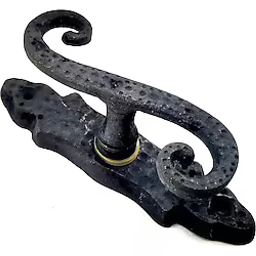 Antika Tarz Dekoratif Pirinç Kıvrık Pencere Kolu - 130X33 Mm, Oksit