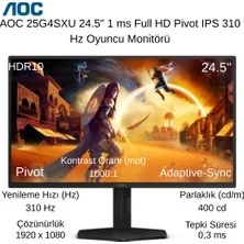AOC 25G4SXU 24.5" 0.3 ms Full HD Pivot IPS 310 Hz Oyuncu Monitörü
