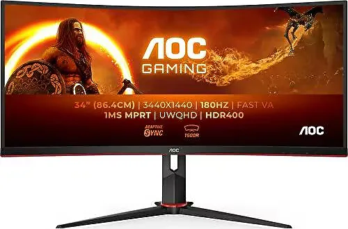 AOC CU34G2XP/BK 34" 1 ms WQHD Curved 180 Hz Oyuncu Monitörü