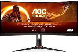 AOC CU34G2XP/BK 34" 1 ms WQHD Curved 180 Hz Oyuncu Monitörü