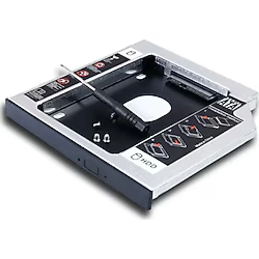 Aogo 12.7mm Caddy Sata 12.7 mm SSD Harddisk Kutusu Kızak Laptop SSD Notebook Ikinci HDD Takma Metal Kasa - Gümüş