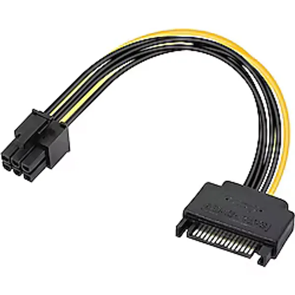 Aogo 6 Pin - Sata 15 Pin Sata Güç Kablosu (Sata - 6 Pin PCIe) Grafik Ekran Kartı Power Kablosu