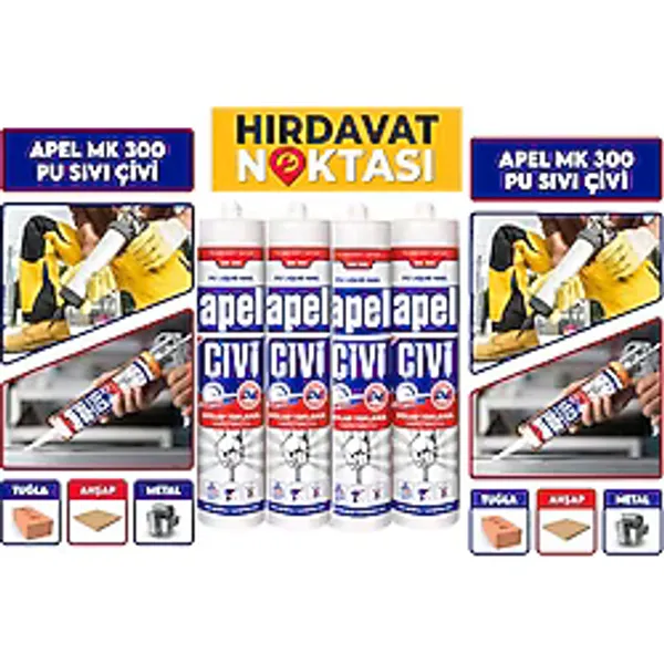 Apel Sıvı Çivi Pu Montaj Yapıştırıcısı Şeffaf Net: 300 G. x 4 Adet - 301 gr