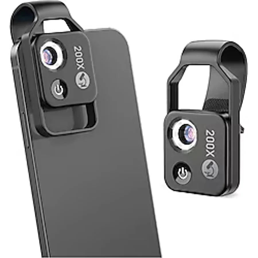 Apexel 200x Büyütmeli Mobil Mikroskop Telefon Lensi LED Işıklı Portatif Tak Çalıştır Polarize Filtreli