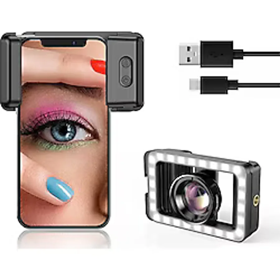 Apexel Hd 100mm Profesyonel Yakın Çekim Makro Yakın Çekim Lensi Ve 3 Renkli Dolgu Işığı Kiti Apl-hb