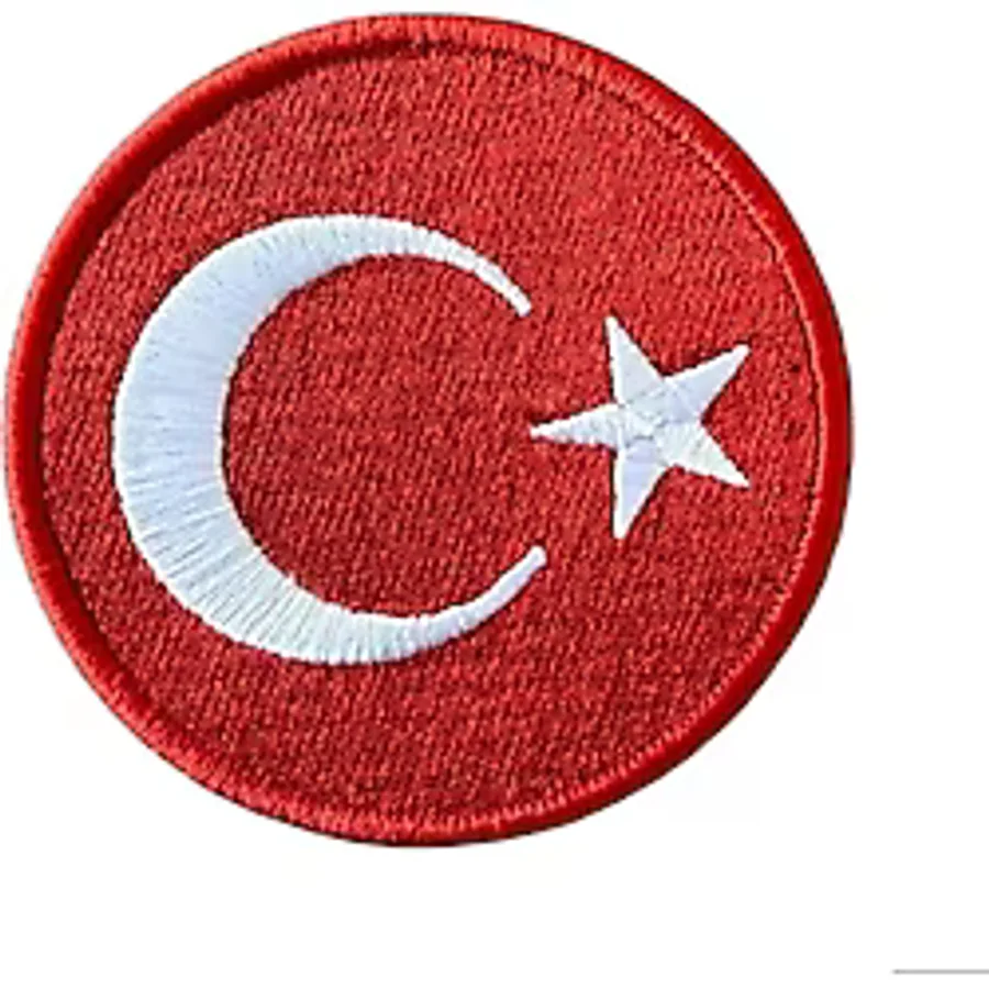 Aplike Ütü İle Yapışan Türk Bayrağı Yuvarlak Büyük Arma 5 Cm