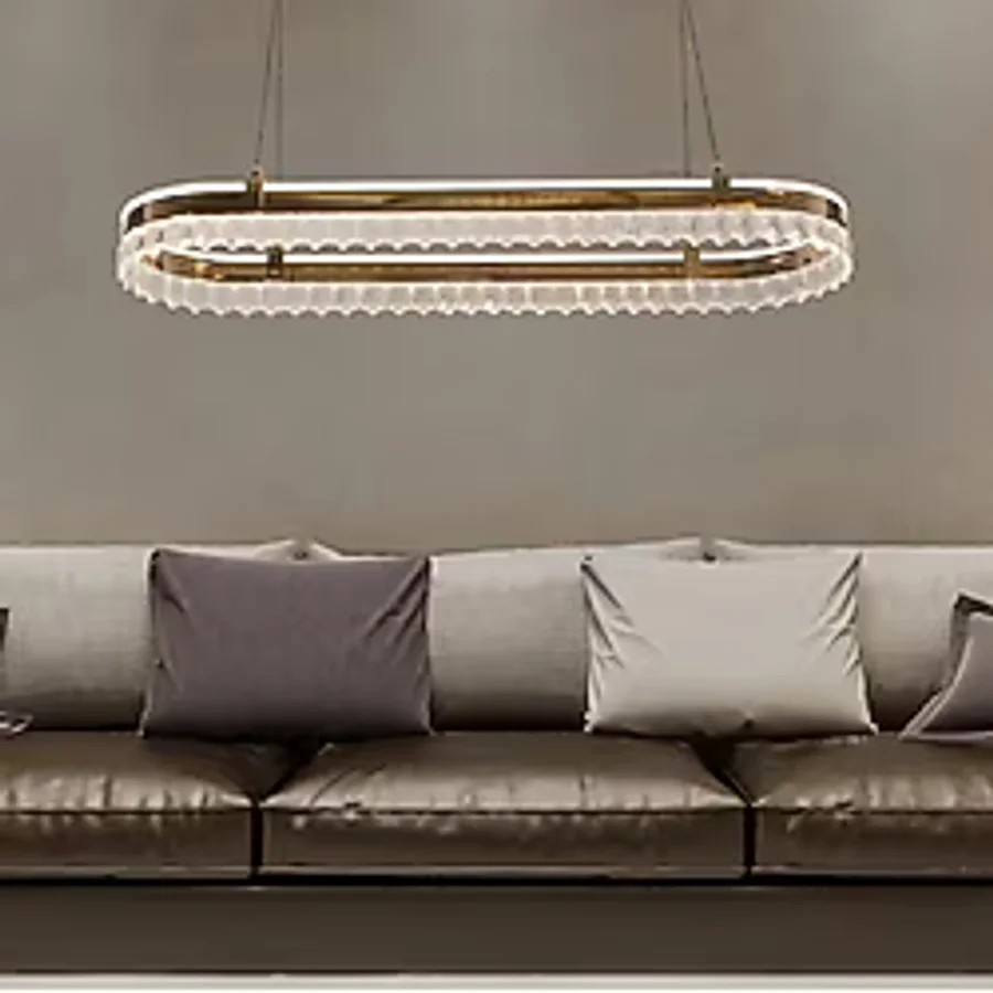 Apliqa Canel Gold Sıralı 116 Watt Kristal Taşlı Modern Yemek Masası Üstü LED Sarkıt Avize