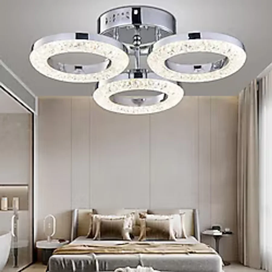 Apliqa Oylum 3'lü Krom 24 Watt Kristalli Koridor Salon Led Plafonyer Avize