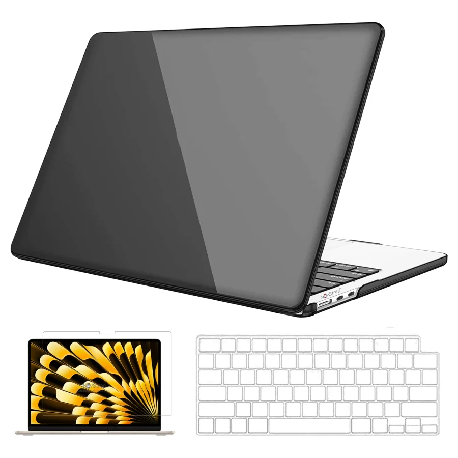 NovStrap Apple MacBook Air 13.6 inç M2 A2681 M3 A3113 M4 A3240 M5 A3449 ile Uyumlu Türkçe Q Şeffaf Klavye Koruyucu Kılıf