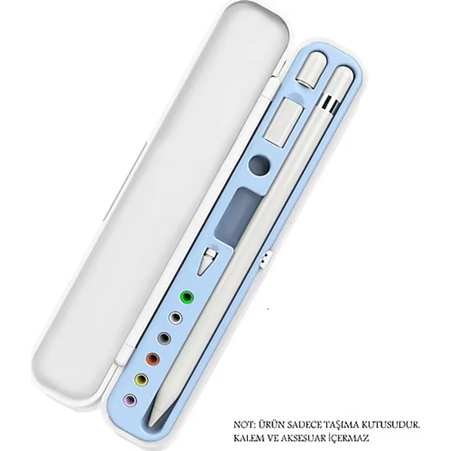 Apple Pencil, Samsung S Pen, Microsoft Surface Pen, Huawei M Pen Uyumlu Tablet Kalemi Kutusu Taşıma Çantası - Beyaz