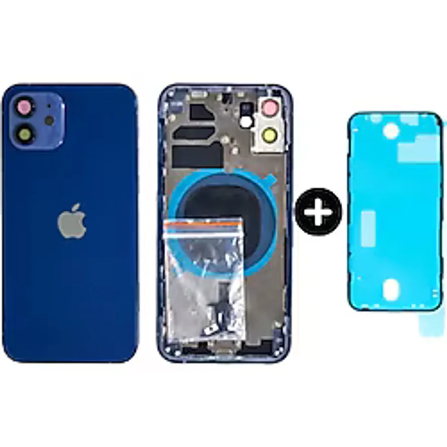 Apple Uyumlu iPhone 12 Boş Kasa Mavi + Sıvı Ve Toz Bandı