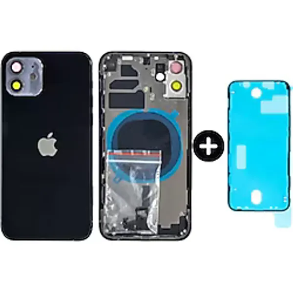 Apple Uyumlu iPhone 12 Boş Kasa Siyah + Sıvı Ve Toz Bandı
