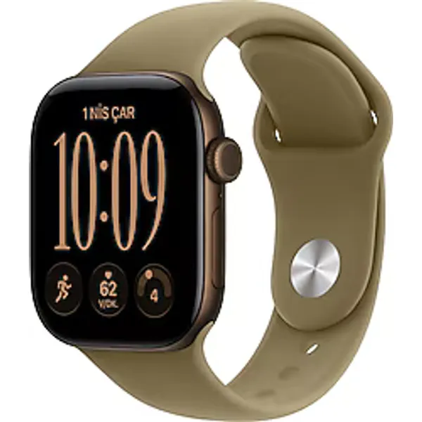 Apple Watch Series 12 GPS 42mm Koyu Bronz Alüminyum Kasa ve Klasik Zeytin Yeşili Spor Kordon Akıllı Saat