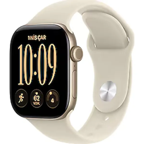Apple Watch Series 12 GPS 42mm Uçuk Altın Rengi Alüminyum Kasa ve Kum Beji Spor Kordon Akıllı Saat