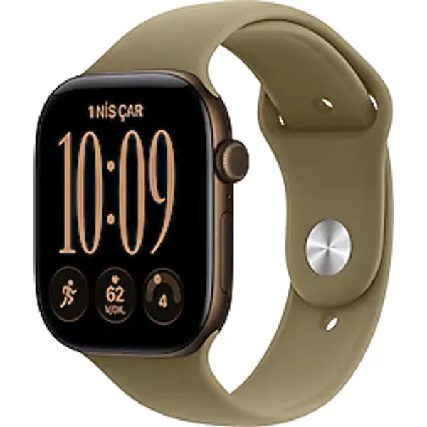 Apple Watch Series 12 GPS 46mm Koyu Bronz Alüminyum Kasa ve Klasik Zeytin Yeşili Spor Kordon Akıllı Saat