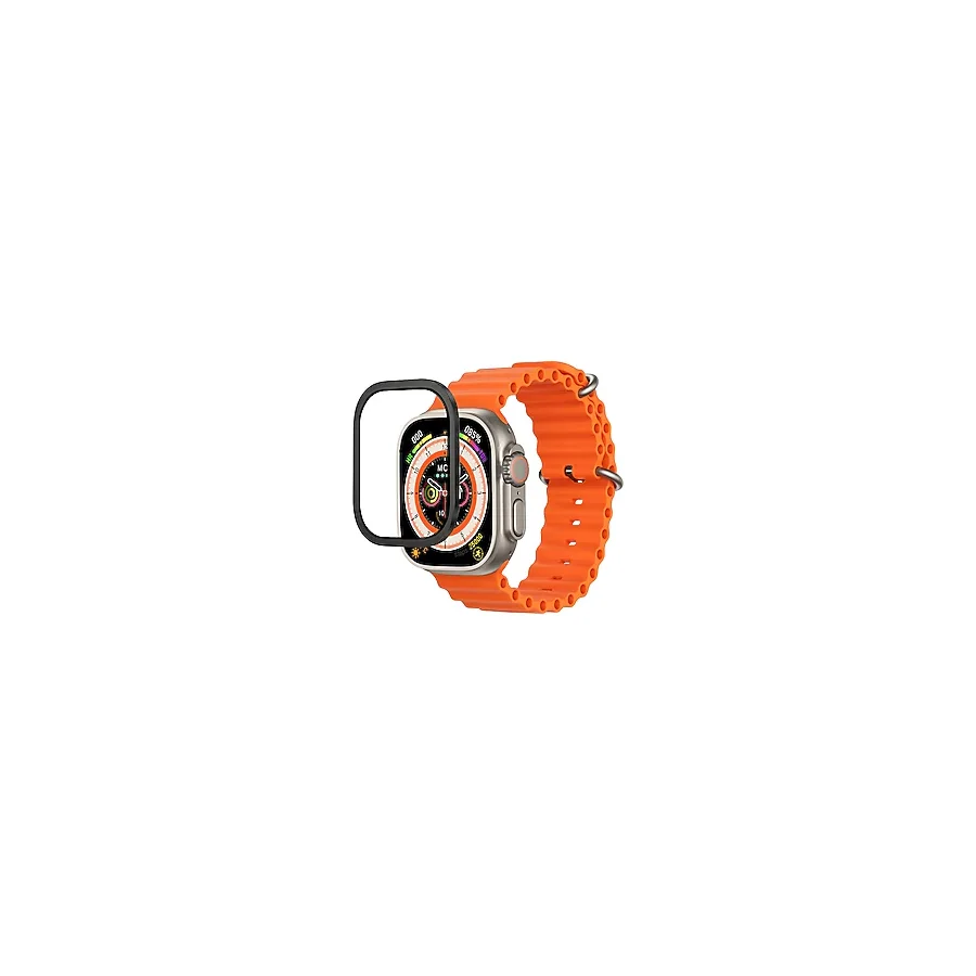 Apple Watch Ultra 49mm Mohseven iWatch Serisi Safir Akıllı Saat Temperli Cam Ekran Koruyucu - Siyah