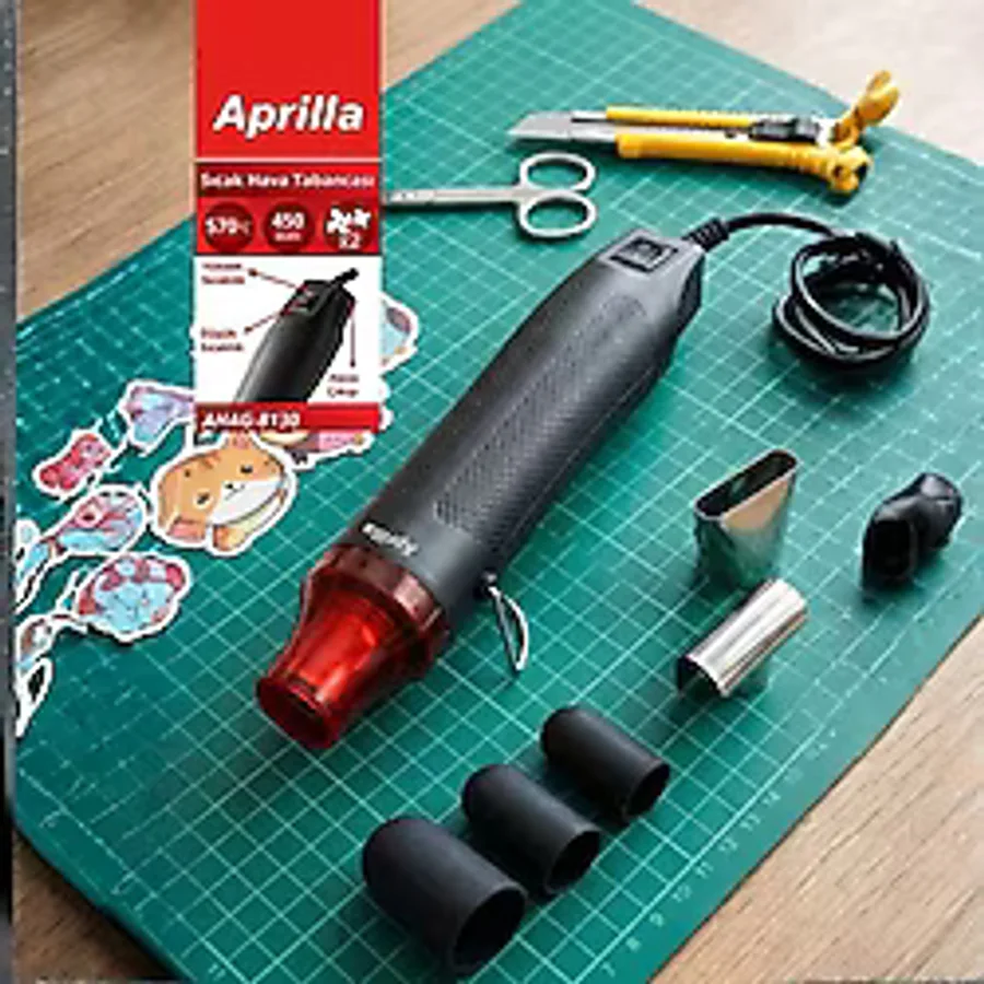 Aprilla AHAG-8130 570°C Ayarlanabilir Sıcak Hava Tabancası 2 Kademeli Isı & Zengin Aksesuar Seti