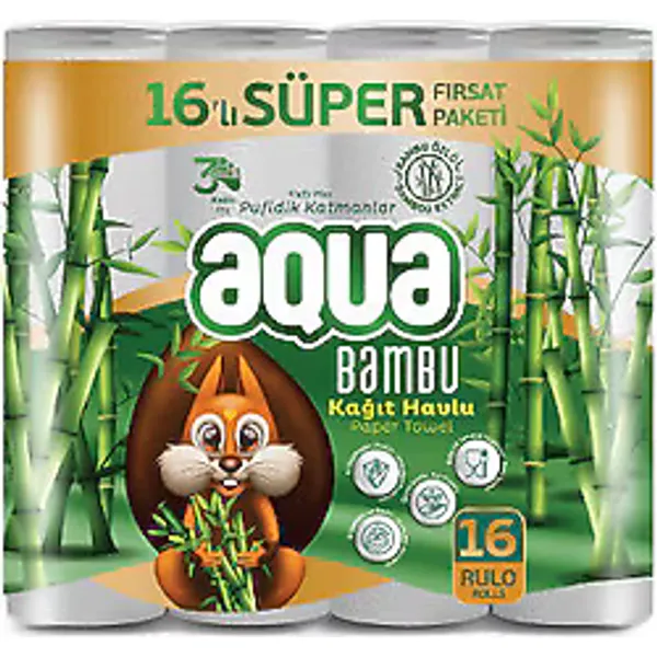 Aqua Bambu 3 Katlı 16'lı Kağıt Havlu