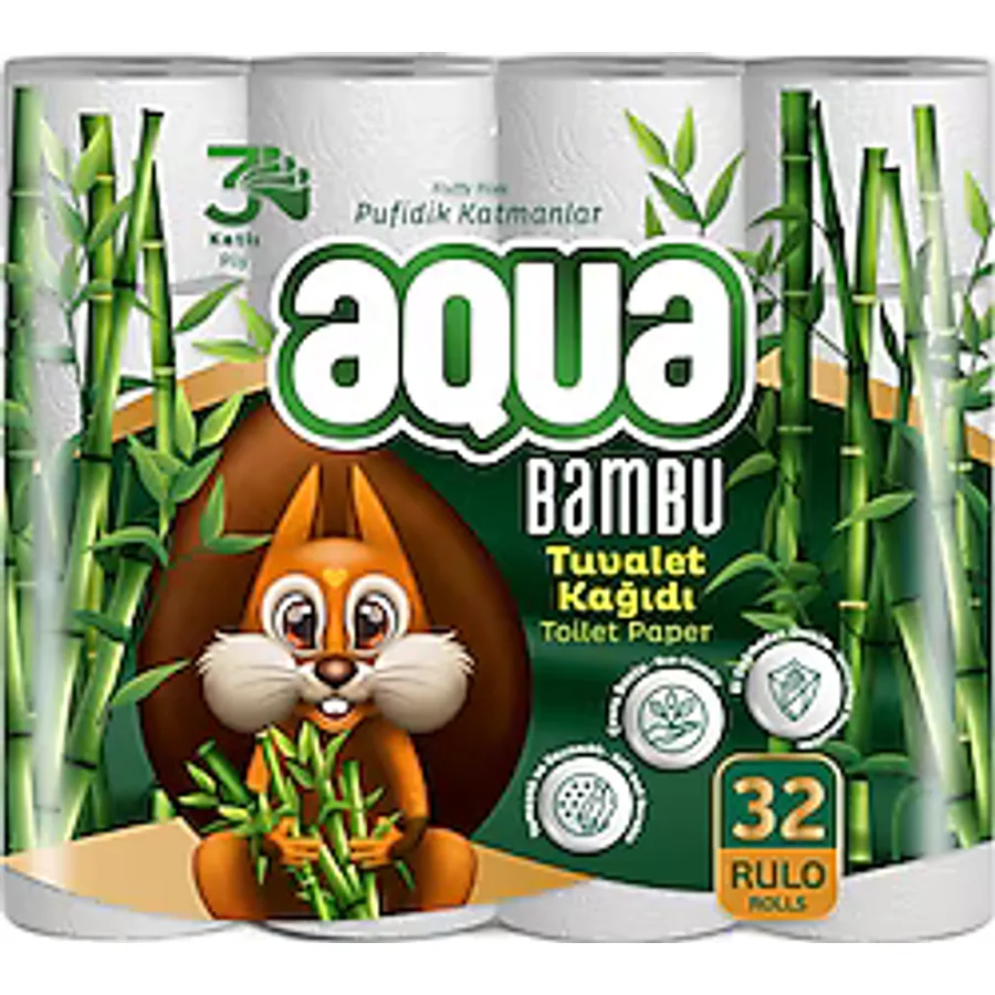 Aqua Bambu 3 Katlı 32'li Tuvalet Kağıdı