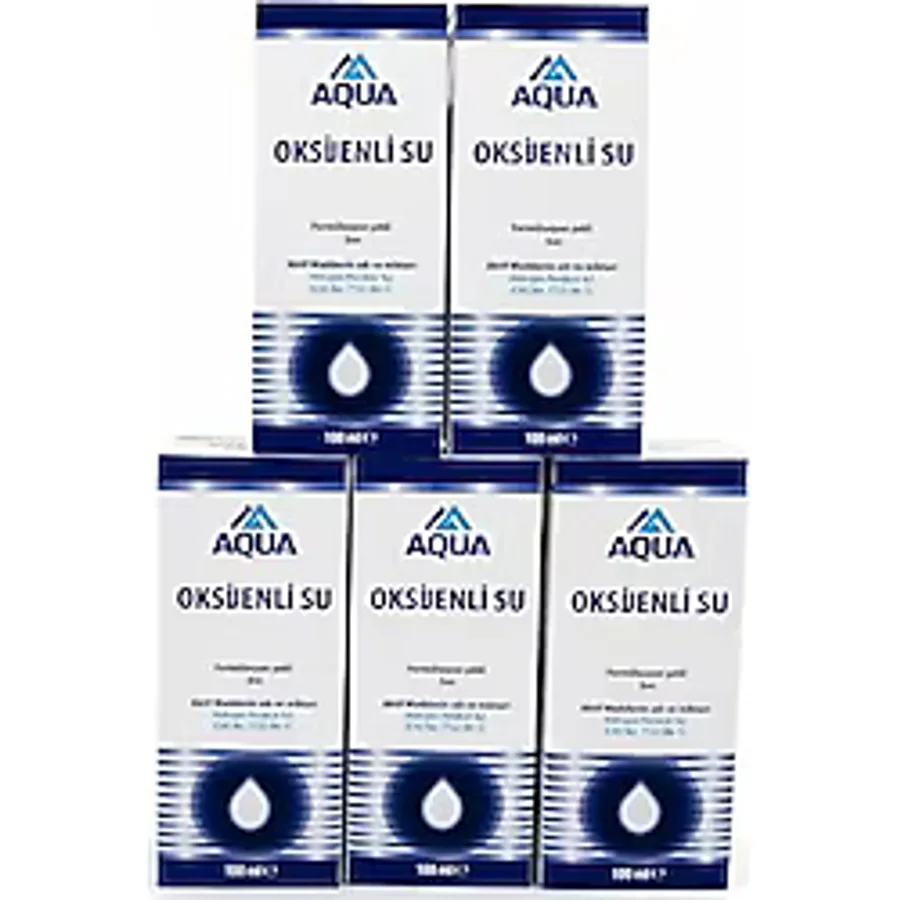 Aqua Oksijenli Su,%3 Hidrojen Peroksit, Dezenfektan ve Antiseptik Çözelti, 100 ml, 5 Adet