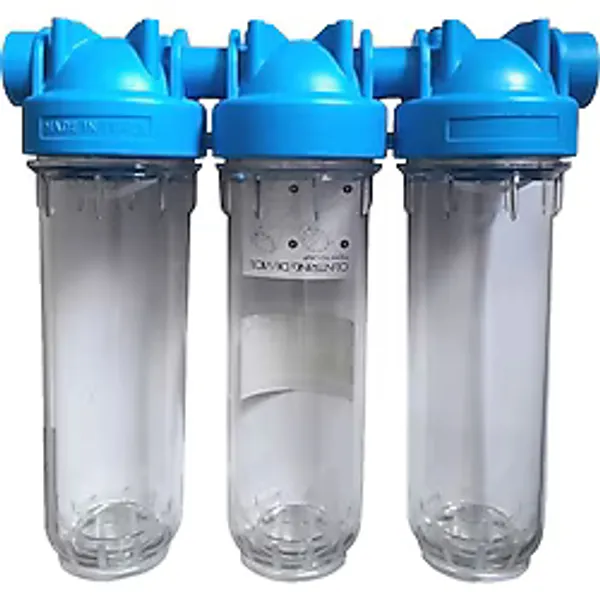 Aquaflo 10" 3'lü Daire Bina Girişi Su Arıtma Sistemi - (Silifoz, Cto ve Sediment Filtre Dahil) (3/4" Giriş)