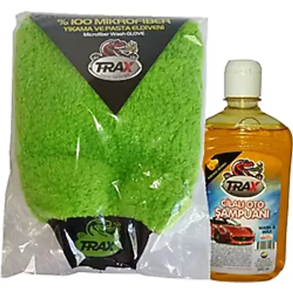 Araba 100%Mikrofiber Havlu Yıkama Eldiveni + Oto Cilalı Araç Şampuanı 500 Ml