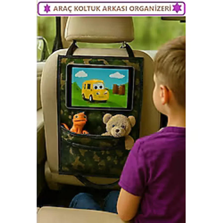 Araba Koltuk Arkası Düzenleyici, Araba İçi Organizer, Oto Koltuk , Tablet Tutucu Şeffaf