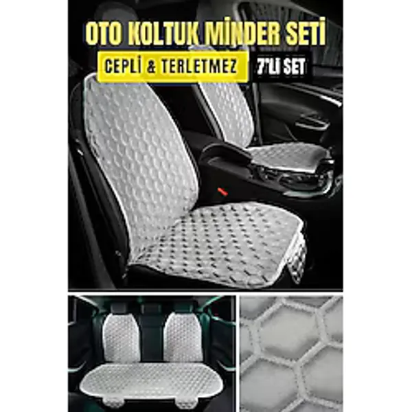 Araba Terletmez Ergonomik 7'Li Oto Koltuk Minderi Baby Face Kumaş