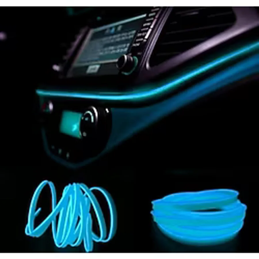 Araç Araba İçi Torpido Ledi Renkli İp Neon Led 2 Metre Buz Mavi