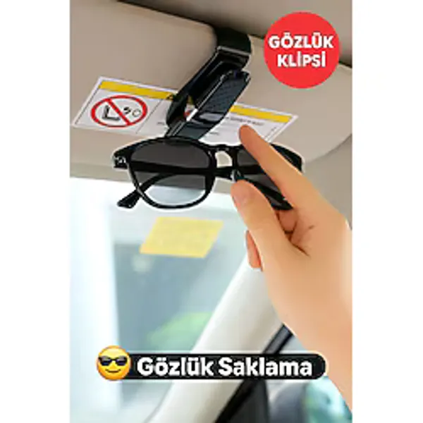 Araç İçi Çift Taraflı Gözlük Ve Kart Tutucu Klips - Pratik Düzenleyici Araç Aksesuarı