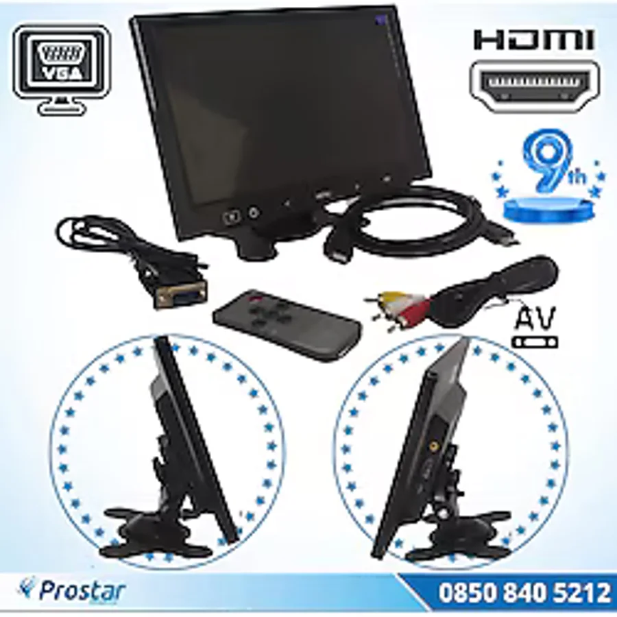 Araç içi Monitör 9" VGA - HDMI - AV Girişli TFT LCD Büyük Ekran