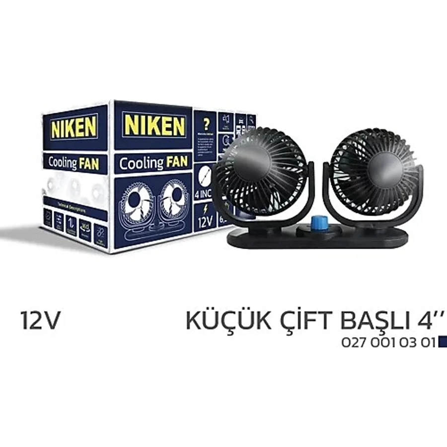 Araç Içi Vantilatör Küçük Çift Başlı 12v 4 İnç Üniversal Niken