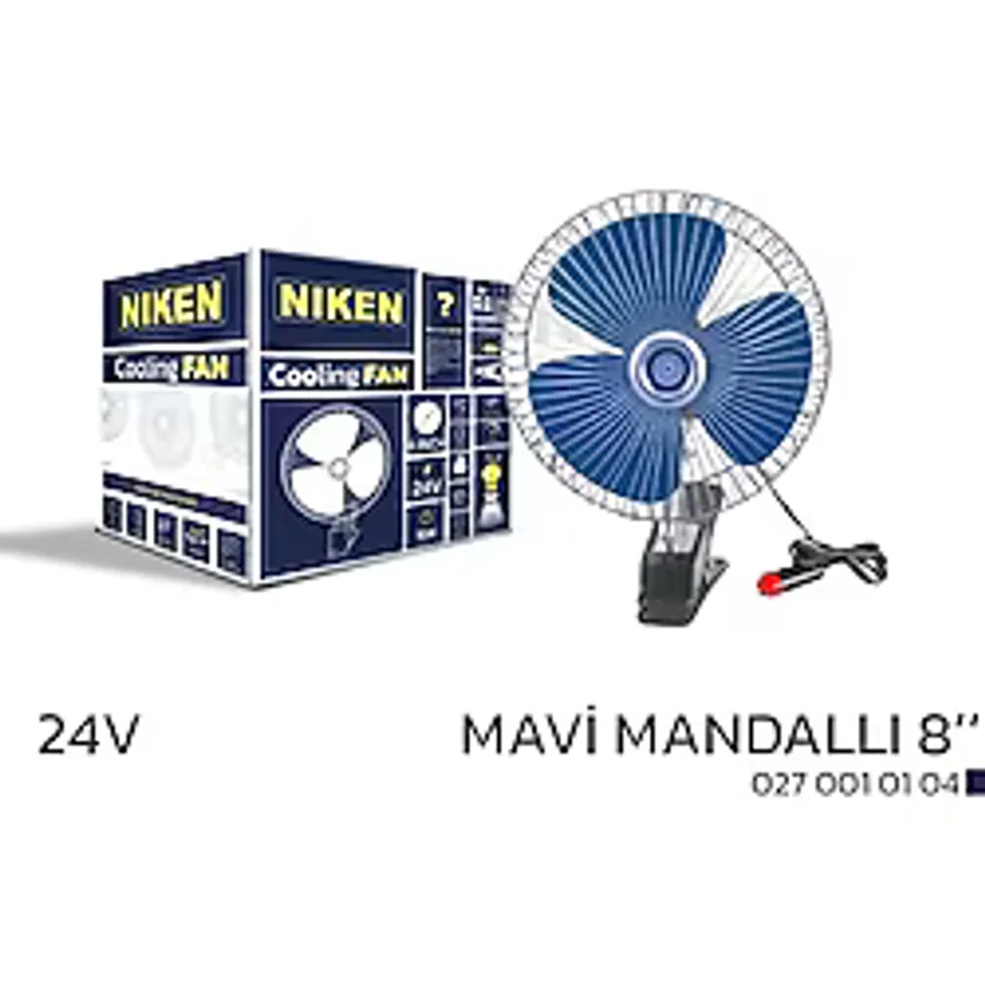 Araç Içi Vantilatör Mavi Mandallı 24v 8 İnç Üniversal Model Niken