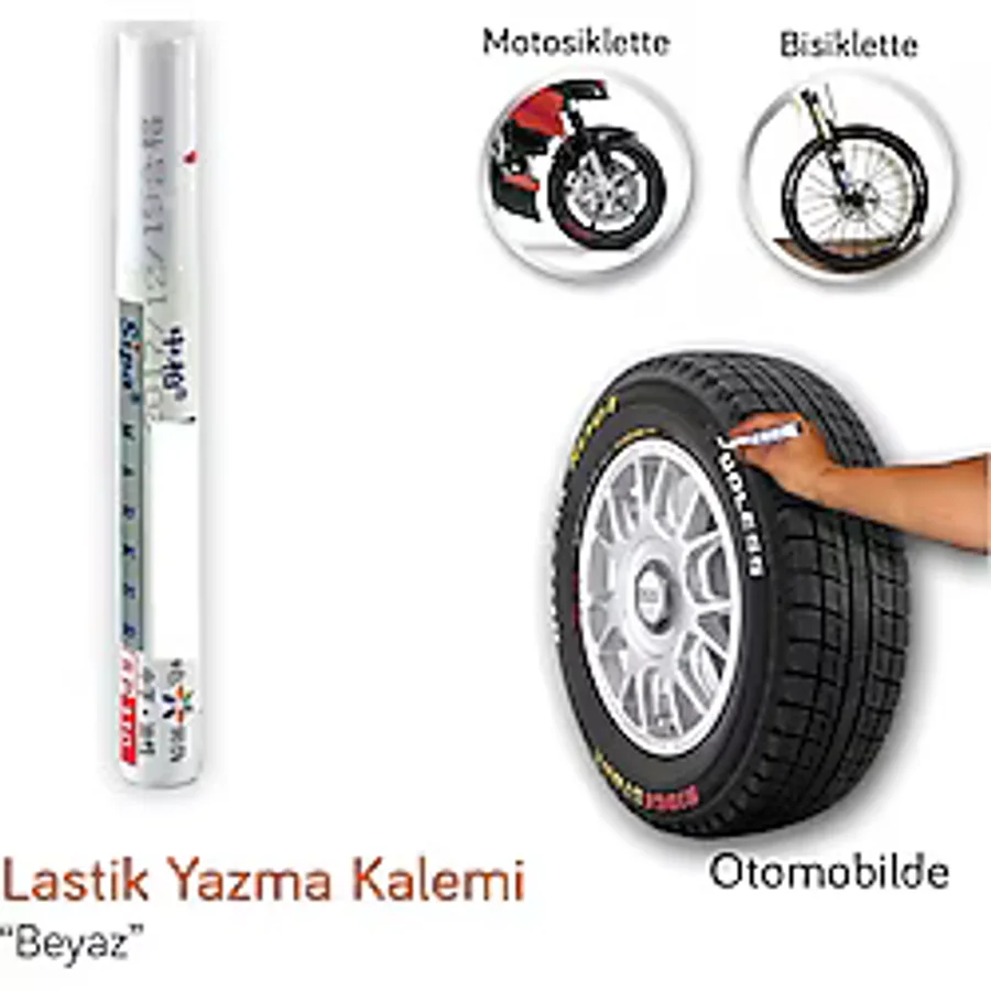 Araç Oto Lastik Yazma Kalemi Beyaz Renk Lastik Yazı Boyama Kalem