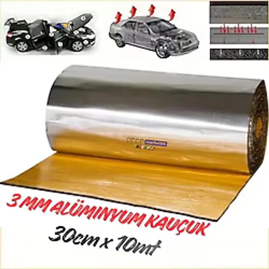 Araç Oto Ses Isı Yalıtım Bandı 3Mm X 30Cmx10metre Alüminyum Folyolu Kauçuk Bant Izolasyon Malzemesi