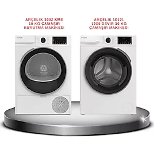 Arçelik 10121 10 Kg Çamaşır Makinesi + 1002 KMX Çamaşır Kurutma Makinesi