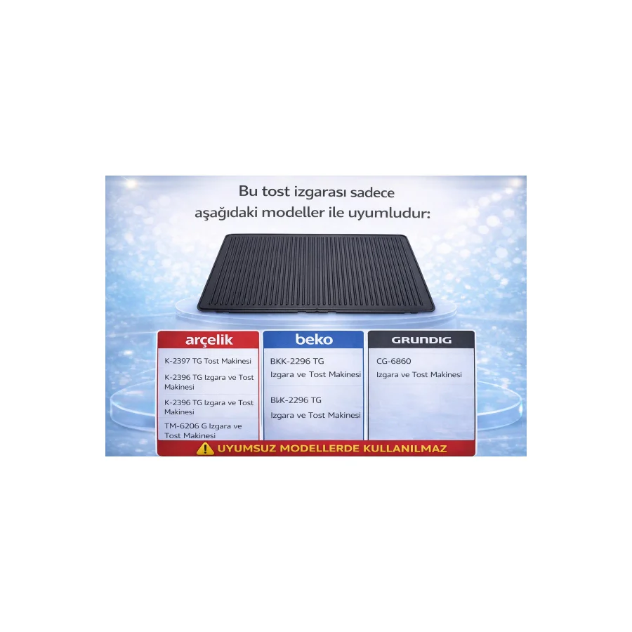 Arçelik 2396 Tg 2397 Tg Beko 2296 Tg Uyumlu Tost Makinesi Isıtıcı Plaka Quantum Döküm Plaka 1 Adet