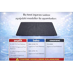 Arçelik 2396 Tg 2397 Tg Beko 2296 Tg Uyumlu Tost Makinesi Isıtıcı Plaka Quantum Döküm Plaka 1 Adet