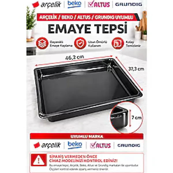 Arçelik Beko Fırın Tepsisi 46,2 X 37,3 Cm Ankastre Emaye Derin Gri Tepsi 219440107