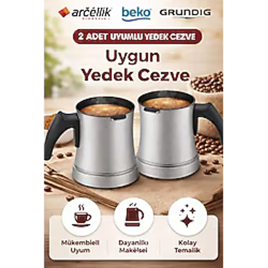 Arçelik K 3190 Türk Kahve Makinesi Cezvesi(2adet) Ve Ölçek Kaşığı